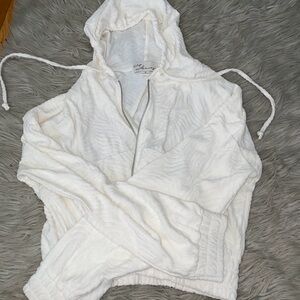Vintage Havana terry cloth, cream beach zip up size - M *hard to find*